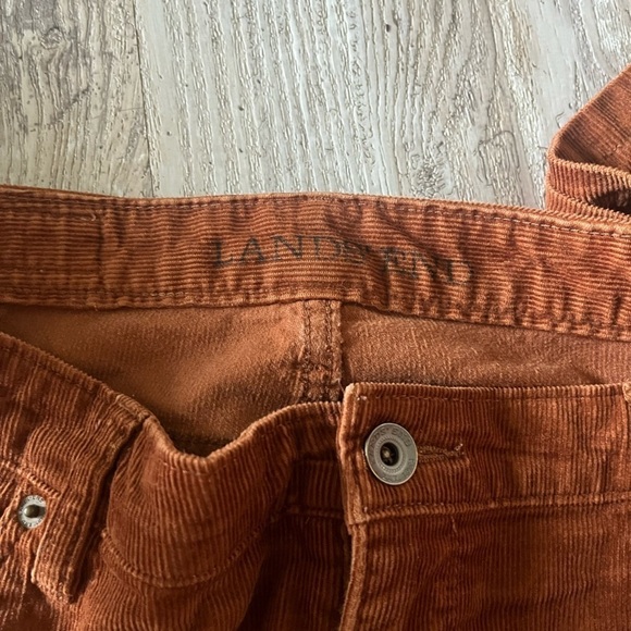 Lands’ End Women’s Orange Brown Rust Cordwroy Straight Leg Pants Size 14 - Picture 5 of 7